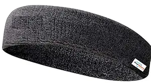 HeadTurners Workout Headband for Women & Men - Moisture Wicking & Non-Slip Exercise Hairband or Sports Sweatband -Ideal for All Sports Like Tennis, TT, Badminton, Running and Yoga- (Black, 1 Pc)