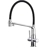 GAPPO 2-Jet Kitchen Tap 3 Way Tap with Shower Head Black for Kitchen Sink Mixer Tap 360° Pivoting Chrome Multi Way