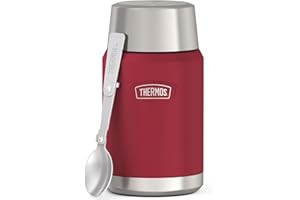 Thermos ICON Food Jar 0,71 L - Recipiente para comida (710 ml, doble pared, acero inoxidable 18/8, mantiene el calor y el frío, con cuchara plegable, base antideslizante, totalmente hermético)