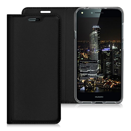 kwmobile Funda para Huawei Y6 II Compact  2016  - Carcasa para m  vil de  Cuero sint  tico  - Case  Plegable  en  Negro 