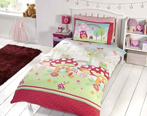 elinens Girls Enchanted Garden Duvet Cover Set Pink Single Size 135cm x 200cm