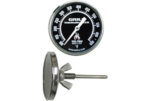 Tel-Tru Barbecue Grill Thermometer BQ225, 2 inch dial and 2.13 inch stem