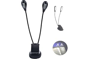 Zunate Clip On musikstativ boklampa, LED, dubbla justerbara armar, 8 pärlor