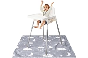 Winthome Hochstuhl Unterlage Baby- Spritzmatte Wasserdicht und Rutschfest, Spielmatte Baby Einfach zu Säubern, Matte Waschmaschinenfest, Krabbelmatte Faltbar, Bodenmatte Kinder Picknickmatte 110x110cm