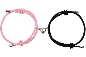 BSOEPNR Couple Magnetic Bracelets, Relationship Bracelet Couple Gifts for Boyfriend Girlfriend Men Women and Your Lover, 2 PCS Mutual Matching Couple Bracelets with Love Heart Pendant