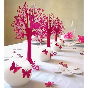 Konfirmation |Herzbaum| Tischdeko| mit weißen schmetterlingen | höhe 23cm pink 1stk mit 10 Schmetterlingen zum selbst ankleben