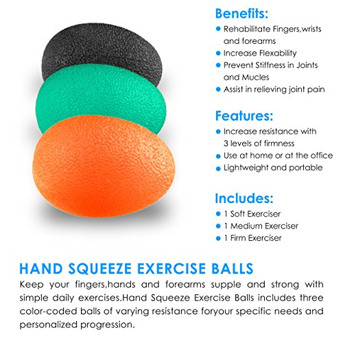 Dimples Excel 3 Stück Eiförmige Griffbälle Handtrainer Hand Training Egg Press Ball - 2