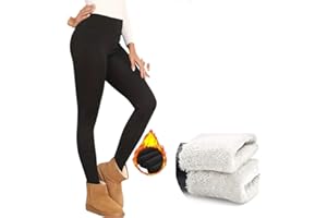 ZiaWorld Women Fleece Lined Leggings Black High Waist Thick Thermal Leggings Winter Warm Stretchy Leggings Tights Soft Fur Water Resistant