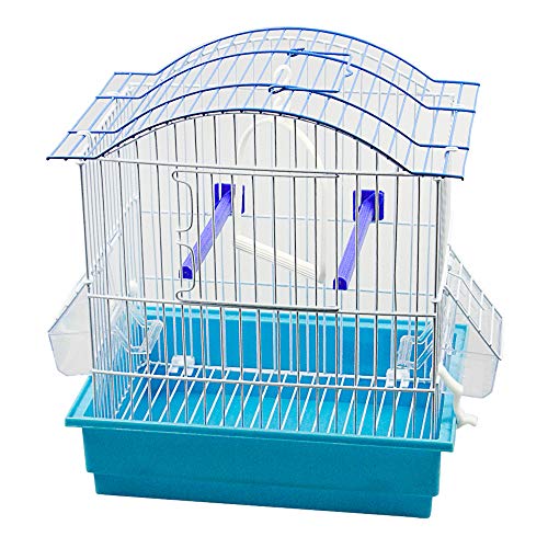 DZL Jaula para pajaros con comederos,Palos y Columpios (Azul Marino) 27.5X19.5X31CM