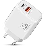 Caricatore USB C LUOSIKE, Alimentatore Type C da 20W, Spina Caricabatteria con Presa USB C e A, Spinotto Caricabatterie Compa