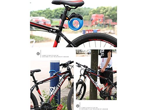 ATTOUPAN Bike Lock Security Kabelschloss Kombination Best für Fahrrad Outdoor (Blau)