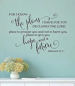 PRINTELLIGENT Bible Wall Sticker for I Know The Plans I Have for You Wall Decal (PVC Vinyl, 60.96 cm X 154.94 cm)