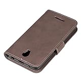 BONROY® Tasche Hülle für Handyhülle für Lenovo A5000 Retro matte Leder PU Leder Flip Schutzhülle Case Cover Etui Lederhülle mit Silikon Back Cover PU Leder Handytasche im Bookstyle Stand Funktion Kartenfächer Schale Stoßfest Handyhülle für Lenovo A5000 - 