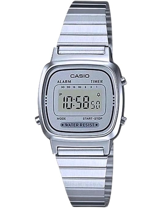 Montre Numérique Casio LA-670WA-4DF Pour Femme – Design Rétro Argent, Neuve Avec étiquettes