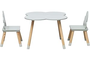 Rebecca Mobili Ensemble Table Basse pour Enfants et 2 Chaises, Vert Marron, MDF Pin, pour Chambre d'enfants, Salle de Jeux - Dimensions : 44 x 60 x 60 cm / 50 x 25 x 25 cm - Art. RE6900