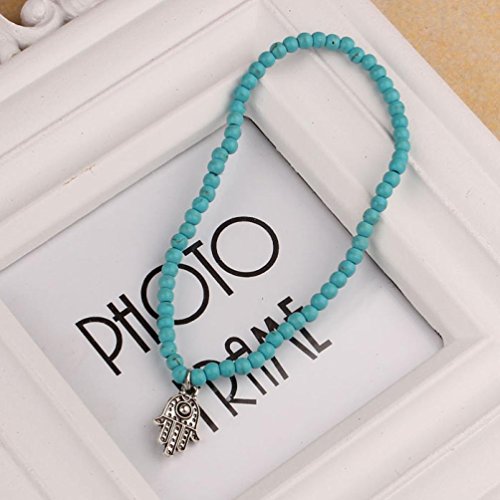 Ularmo Fußkette Boho Perlen Hamsa Fatima Fußketten Foot Chain Beach Jewelry - 3