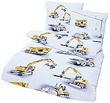 Mit Reißverschluss Biber Bettwäsche Liebherr LKW, Kran und Bagger ca. 80 x 80 cm & 135 x 200 cm, 100% Baumwolle