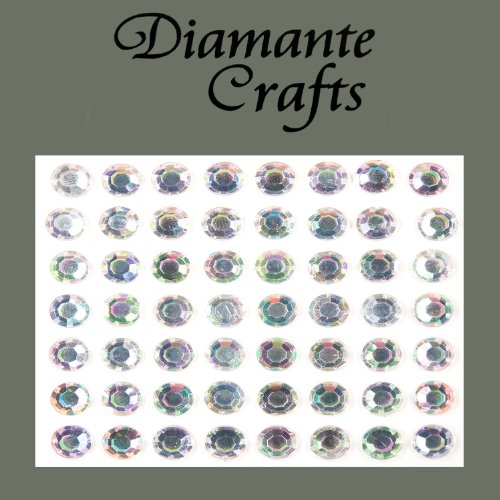 56 x 8mm Clear Iridescent AB Diamante Self Adhesive Rhinestone Body Vajazzle Gems - created exclusively for Diamante Crafts