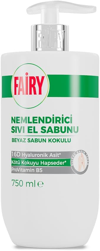 Fairy Nemlendirici Sıvı Sabun 750 ml | Beyaz Sabun | 16D Hyaluronik Asit, ProVitamin B5