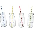 Mini Milk Glass Retro Regular Bottles with Bottle Lid Straw for Wedding Party BBQ 250ML Drinkware