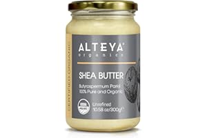 ALTEYA Аlteya Beurre de karité biologique non raffiné 300 g – Certifié biologique USDA 100 % pur, naturel – Tous types de peau Beurre corporel – Visage, lèvres, cheveux – Nourrit, protège, hydrate