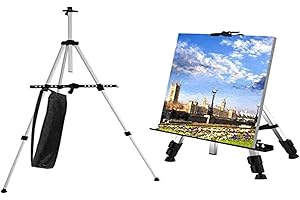 ZEEPIN Chevalet de peinture ou support affiche, trépied en aluminium, hauteur réglable de 60 à 162 cm, stable et léger, pliable avec sac de transport (argent)