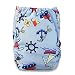 iZiv(TM) Newborn Nappy with 1 Thick Insert Infant Waterproof/Adjustable/Reusable/Washable Pocket Cloth Nappy Fit Babies 0-3 Years(Sea Sail)