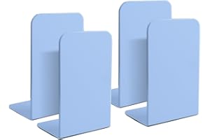 Topspitgo Serre Livre en Métal Bleu,4 pièces Rangement Serre Presentoir Livre Decoration Serre-Livres pour Bureau Famille