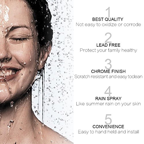 S R SUNRISE Handbrause 2 strahlarten rainshower Kopfbrause runde chrom SRSH 019-2 - 5