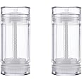 2Pcs 75ml/2.5oz Empty Clear Plastic Deodorant Containers Refillable Round Deodorant Bottles Twist Up Bottom Filling Lip Balm Tubes for DIY Crayon Chapstick