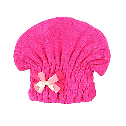 Moolecole Soft Women Bowknot Microfiber Hair Dry Towel Thickened Shower Cap Hair Turban Quick Dry Hat Cap Watermelon Red