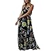 Produktbild Kleider Damen Dasongff Damen Kleider Elegant Sommer Boho Lange Maxi Kleid Blumenmuster Abendgesellschaft Kleid Strand Kleider Sommerkleid (L, Schwarz)