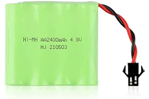 YUNIQUE GREEN-CLEAN-POWER - Batteria Ni-Mh 4.8V 2400mAh Ricaricabile | Per Controllo Remoto Auto, Rc Rock Crawler | Ricarica Rapida, Durata 18+ min | 55x48x15mm, 84g, Verde
