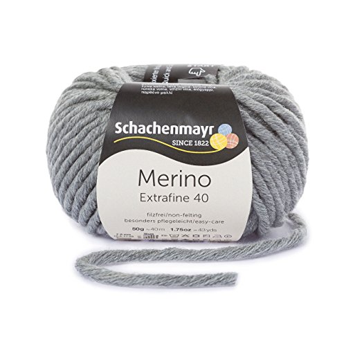 Merino Wolle *Merino Extrafine 40 Schachenmayr* flanell meliert (Fb391) * 50g Knäuel * Merinowolle zum stricken von Mützen, Schals und Loops in grau - aus 100% Merino Wolle inkl. GRATIS MyOma Label