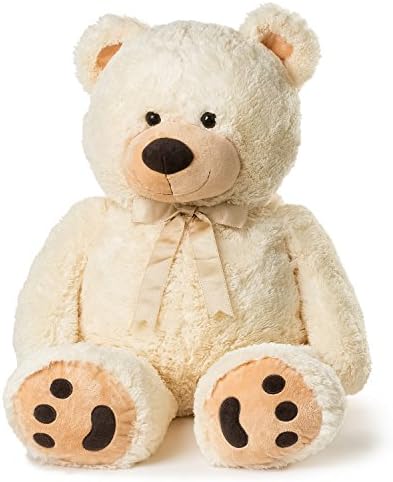 JOON Huge Teddy Bear With Ribbon, Cream