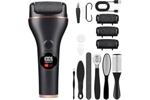 BUTBU Lima Electrica Pies Durezas, 18 PCS Kit Pedicura Electrico Profesional Quita Durezas, Lima Electrica Pies Durezas Recargable, IPX7 Impermeable Lima Pies Durezas, con 3 Rodillos y 2 Velocidades