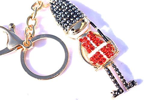 Christmas Candy Cane Large Bag Charm with Keyring Rhinestone on Golden Metal Handbag New (Candy Cane) (Nutcracker)