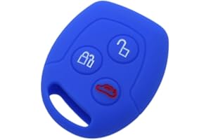 BROVACS Silikonowe etui ochronne na etui ochronne, kurtka skórzana, kompatybilna z Fordem, 3 przyciski, pilot, brelok, CV9702, ciemnoniebieski