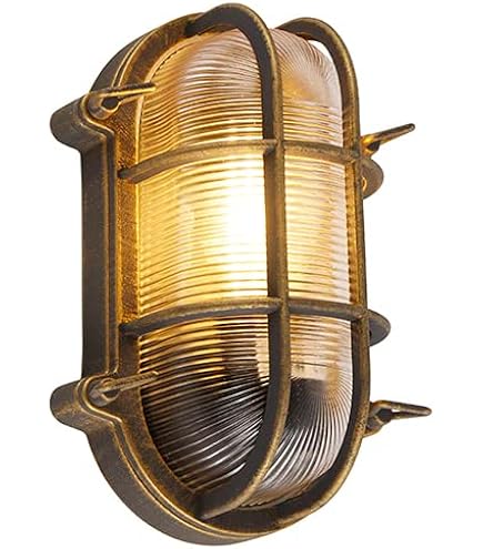 KsH e Co IP64 Grande (24 cm di diametro) IP64 Lampada divisoria rotonda in ottone con finitura in rame satinato con 3 dadi ad alette con coperchio