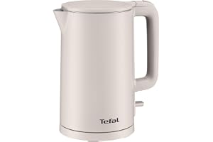 Tefal Thermo Protect Czajnik elektryczny | minimalistyczny design, bezpieczna obudowa, 1500 W, jasnoszary, stal nierdzewna, KO140BE