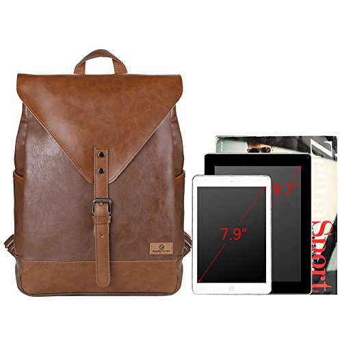 Koolertron Retro Kunstleder Vintage Fashion Unisex School Student Laptop 14   Rucksack Wanderrucksack Hiking Backpack Damen Herren Schultertasche PU R