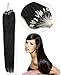 Yotty Hair Extensions Loop Micro Ring Bead Tip Remy Human Hair 100S (18''0.5g/s, Natural Black)