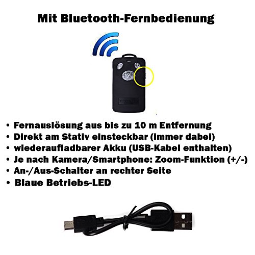 Yunteng Mini-Tripod, Kombination aus Bluetooth-Kamerastativ und Selfie-Stick, unter 200g leicht, nur 20 cm LÃ¤nge, extrem kompakt, mit Bluetooth-Fernbedienung, fÃ¼r Profi-Kameras und Smartphones