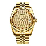 Herren mechanische Uhr vollautomatische Edelstahlband mechanische Bewegung 30 Meter wasserdichte Uhr , Gold