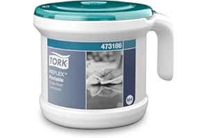 Tork Reflex Asciugamani e Dispenser Portatile ad Estrazione Centrale Bianco e Turchese M4 Starter Pack, design robusto, 1 confezione, 473186 + Ricarica di carta igienica (1 pezzo)