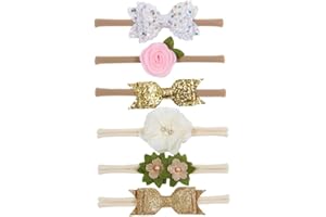 Nishine Baby Mädchen Nylon-Stirnbänder und Schleifen Kleinkind Glitzer Schleife Haarbänder Neugeborene Haarschmuck Geschenk Party Dusche