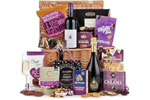 Luxury Red Wine & Prosecco Hamper | The Amethyst By Thornton & France | Gift Hamper For Couples This Christmas Packed In Traditional Wicker Basket