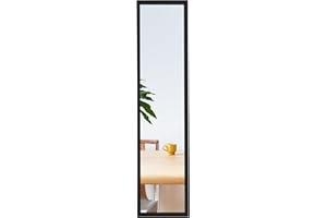 Warmiehomy Full Length Wall Mounted Mirror, 28x118 cm Full Body Mirror, Black Long Mirror with solid wood frame for Living Room or Dressing Bedroom