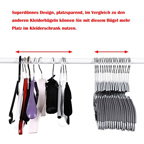 Songmics 20 Stück 0,5 dick Kleiderbügel dünn Antirutsch für Kleidung/Anzug/Jacke/Krawatte, aus hochwertigem Kunststoff, Grau CRP41G - 4