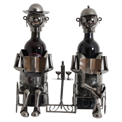 BRUBAKER Flaschenhalter Ehepaar Metall Skulptur Geschenk mit Geschenkkarte - 2